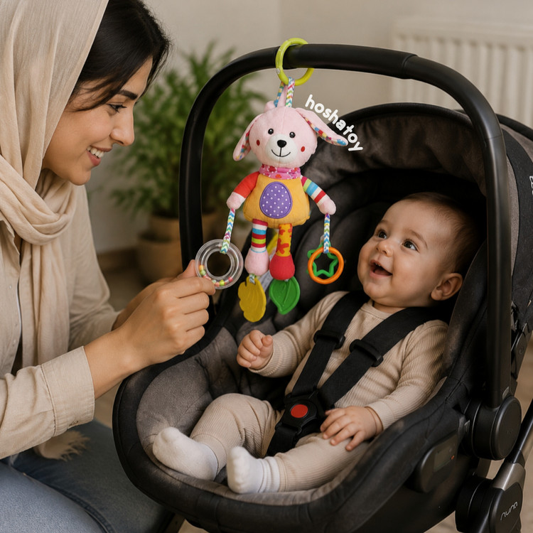 آویز کریر چند کاره ( دندونگیر، جغجغه ، عروسک )